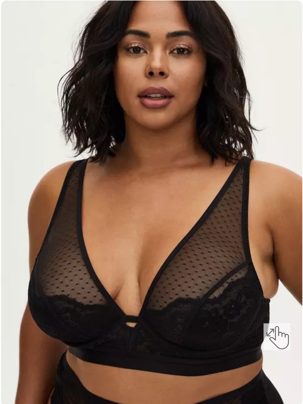 Torrid Black Swiss Dot Mesh & Lace Unlined Bralette Rich Black 2 18-20 Sexy Soft